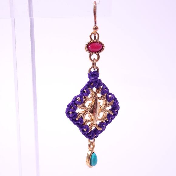 Neiman Marcus Majestic Cabochon Turq Lapis Woven Cabochon Earrings NWT 178 - Picture 9 of 13